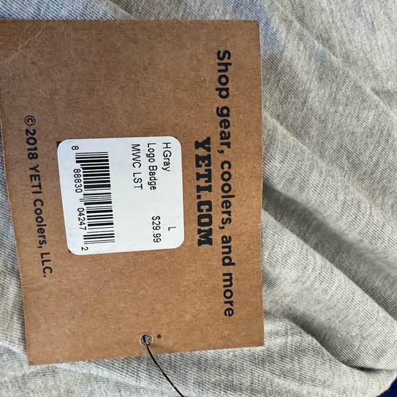 YETI Light Gray Long Sleeve Tee - Picture 2 of 4